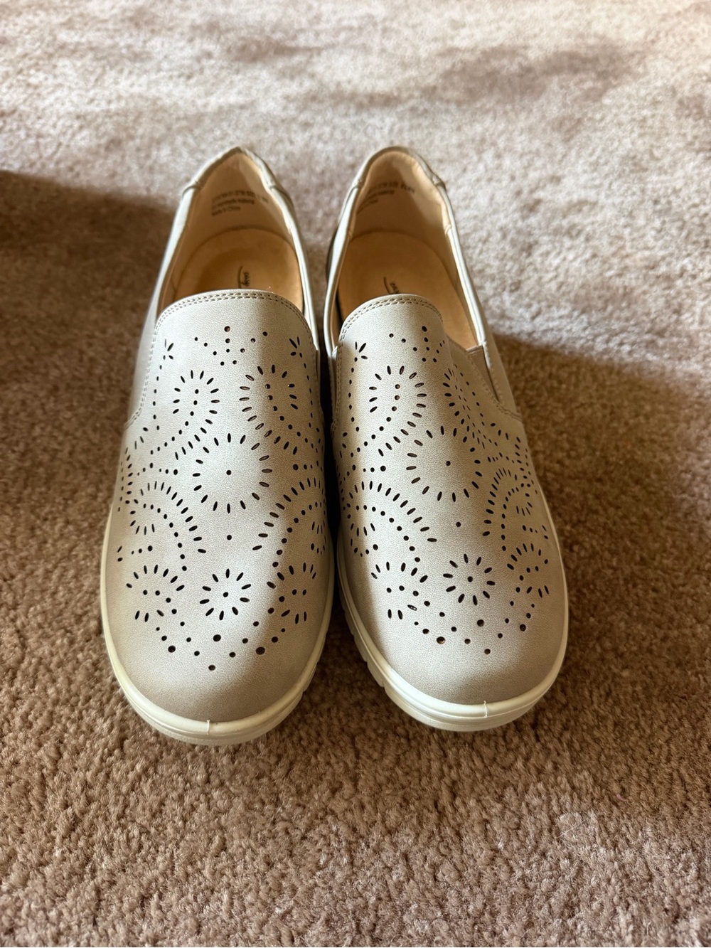 easy street Light Beige Slip-On Perforated Flats